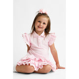 Harris Kids "Sian" Girls Ruffle Frill Polo Dress - Pink