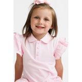 Harris Kids "Sian" Girls Ruffle Frill Polo Dress - Pink