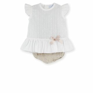 Mac ilusion Girls Ivory And Beige Two Piece Set 7354