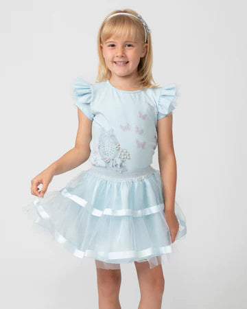 Caramelo Kids Sky Blue Pearl Vanity Skirt Set - 0122128
