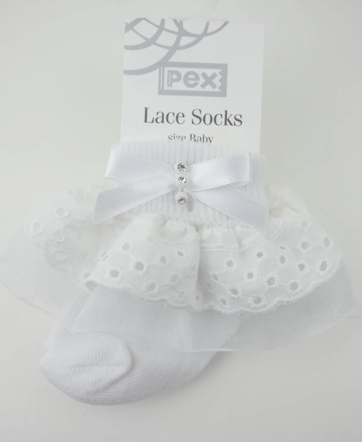 Girls White Lace Ankle Socks
