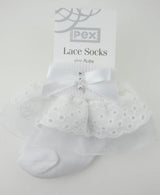 Girls White Lace Ankle Socks