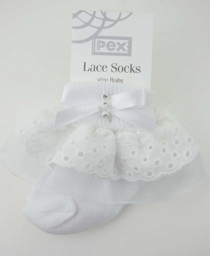 Girls White Lace Ankle Socks