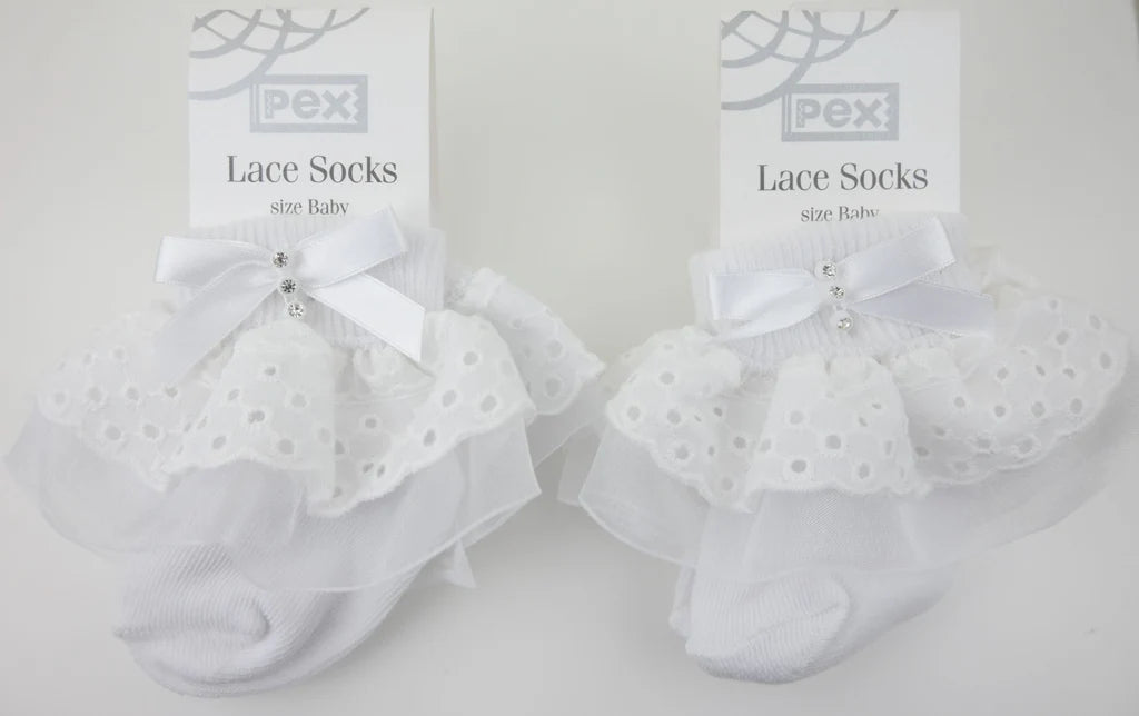 Girls White Lace Ankle Socks