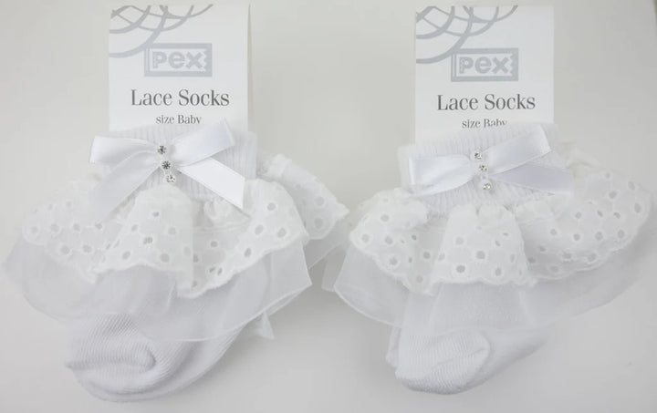 Girls White Lace Ankle Socks