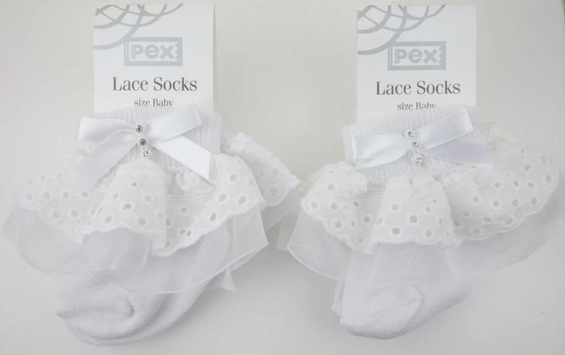 Girls White Lace Ankle Socks