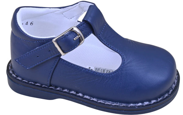 "Stef" Navy Leather Boys Shoes