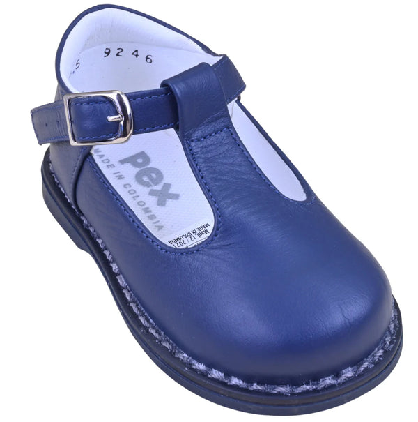"Stef" Navy Leather Boys Shoes