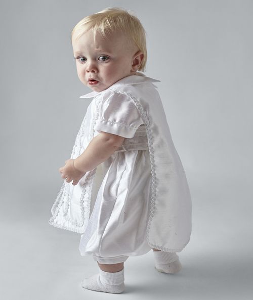 Boys White Three Piece Christening Romper - "Theo"