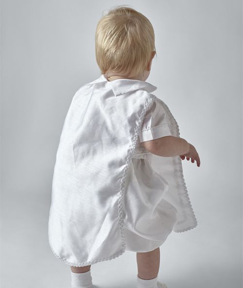 Boys White Three Piece Christening Romper - "Theo"