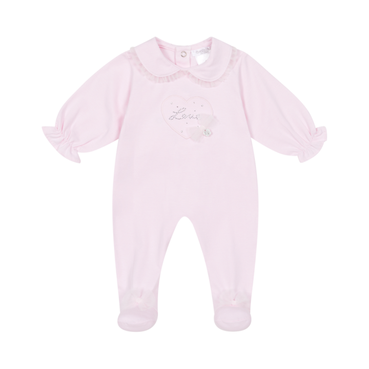 Deolinda "AMORE" Baby Girls Pretty Pink Babygrow With Diamante & Tulle - DBV26106