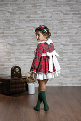 Abuela Tata Red & Green Tartan Dress With Beautiful Bow Back - 2599349