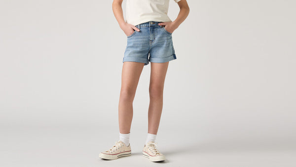 Levi's Girls Denim Roll Cuff Shorts - 4EH272-MDW