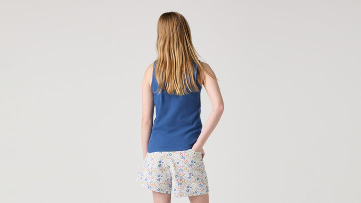 Levi's Girls Chest Logo Ribbed Tank Vest Top - Tru Navy - 3EK116-U69
