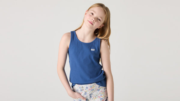 Levi's Girls Chest Logo Ribbed Tank Vest Top - Tru Navy - 3EK116-U69