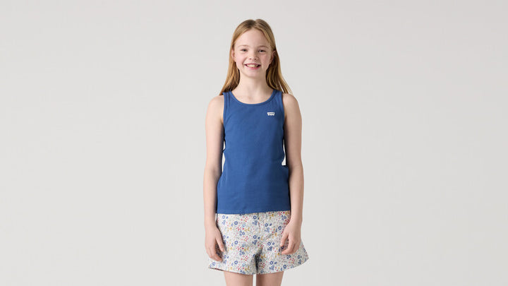 Levi's Girls Chest Logo Ribbed Tank Vest Top - Tru Navy - 3EK116-U69