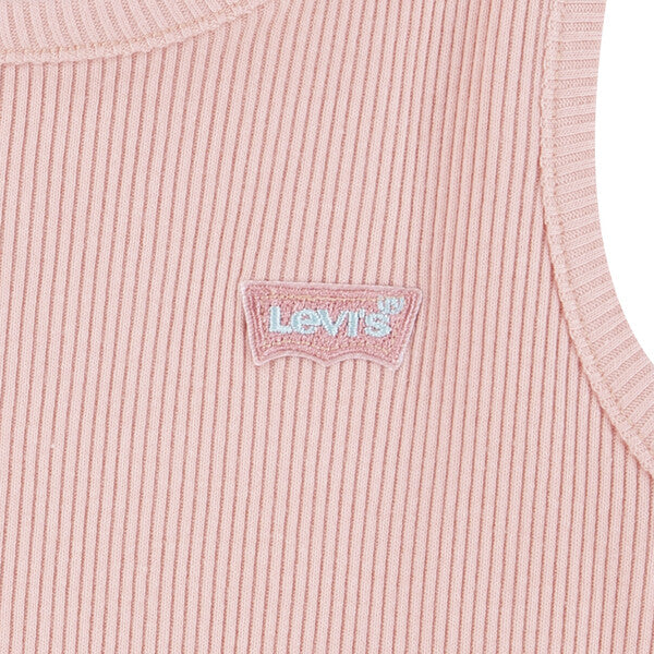 Levi's Girls Chest Logo Ribbed Tank Vest Top - Candlelight Peach - 4EK116-AJF