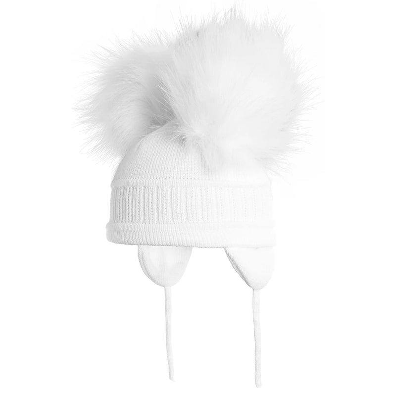 Sätila "TINDRA" White Double Pom Pom Hat