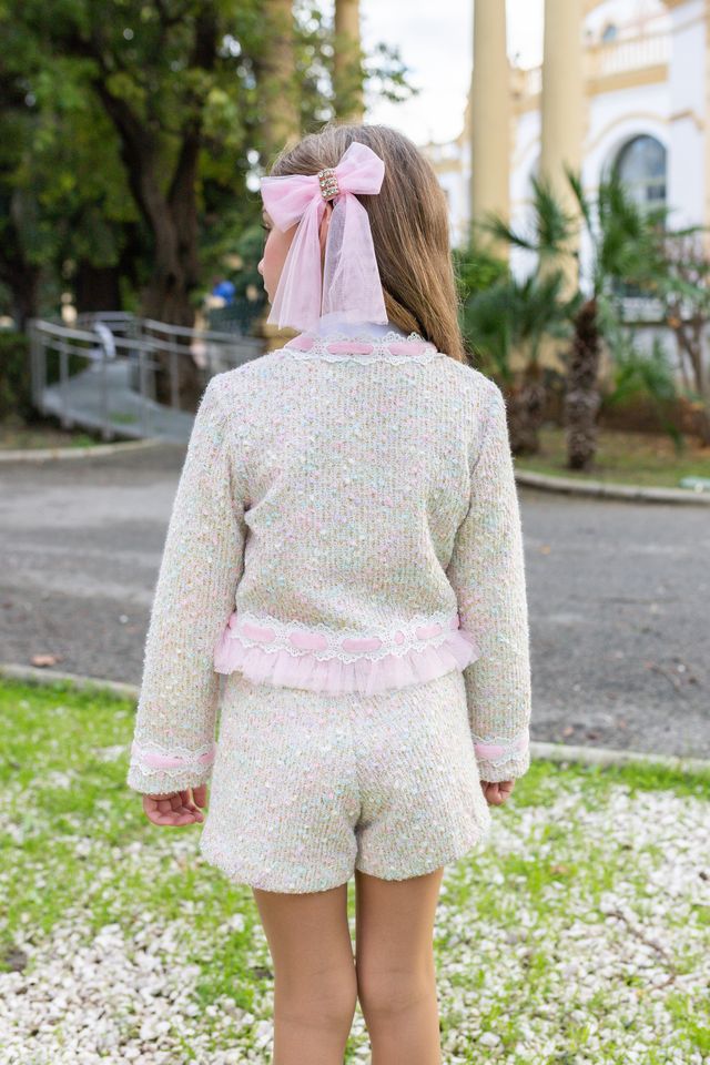 Naxos Girls Pink Tulle Hair Bow To Match The Skirt & Blouse Set - 7864