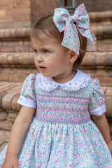 Naxos Hand Smocked Floral Print Dress - 7335