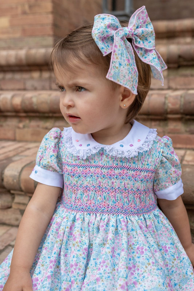 Naxos Hand Smocked Floral Print Dress - 7335