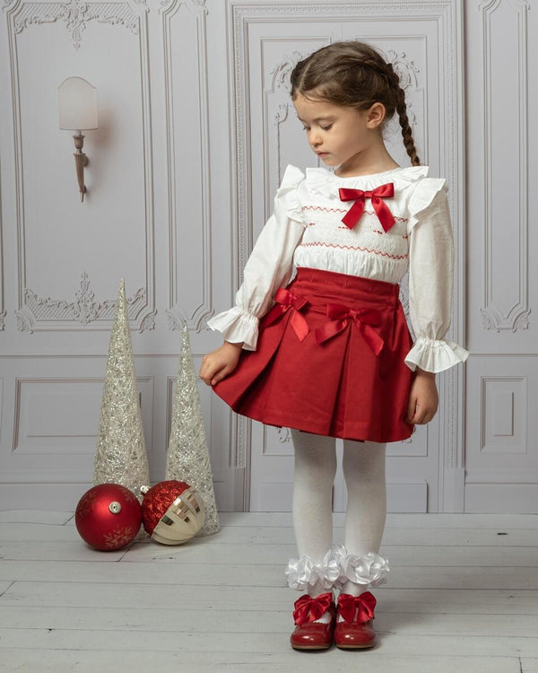 Caramelo Kids Hand Smocked Bow Skirt Set - 252218