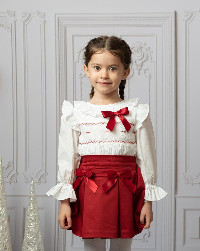 Caramelo Kids Hand Smocked Bow Skirt Set - 252218