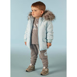 Mitch & Son Faux Fur Hooded Puffer Jacket Coat - Pale Blue & Grey - Eddie - MS22401