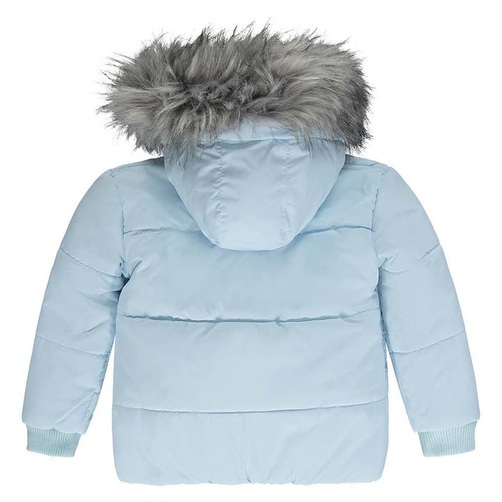 Mitch & Son Faux Fur Hooded Puffer Jacket Coat - Pale Blue & Grey - Eddie - MS22401