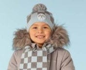 Mitch & Son Elvis Blue & Grey Racing Style Check Pom Pom Hat - MS22418