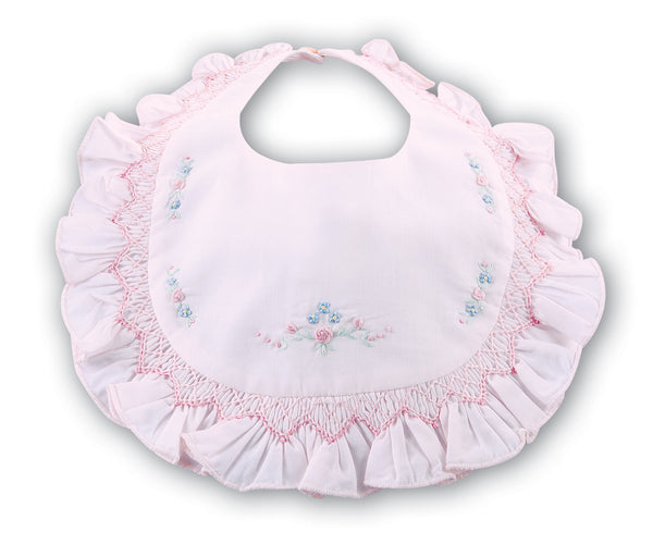 Sarah Louise Pink Smocked Bib - 003307TP