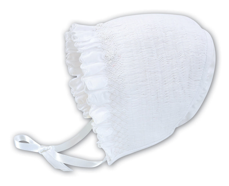 Sarah Louise White Smocked Bonnet - 003602P