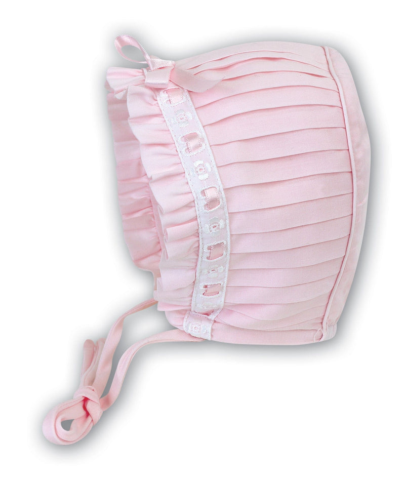 Sarah Louise Pink Pleated Bonnet - 003625