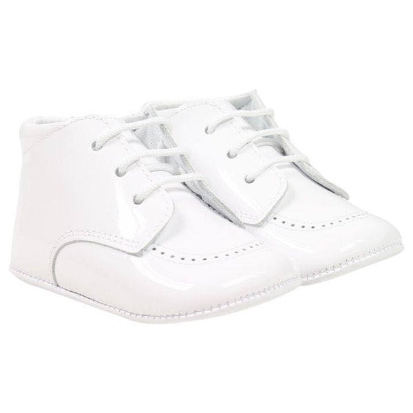 Pretty Originals Unisex White Patent Leather Soft Sole Pram Boots- UE05397 UL