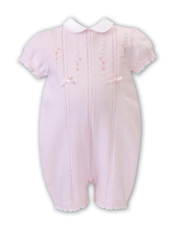 Sarah Louise  Pink Fine Knitted Summer Romper For Baby Girls 008058