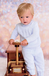 Sarah Louise Blue Knitted Two Piece Jumper & Trouser Set - 008174