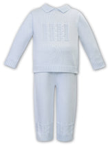 Sarah Louise Blue Knitted Two Piece Jumper & Trouser Set - 008174