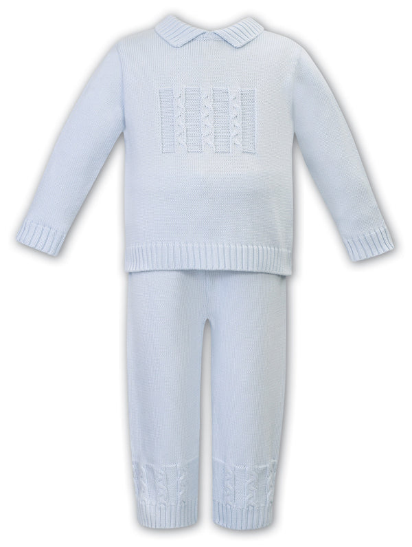 Sarah Louise Blue Knitted Two Piece Jumper & Trouser Set - 008174