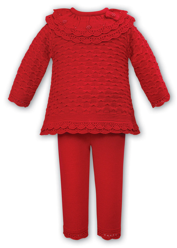 Sarah Louise Red Knitted Two Piece Set - 008190