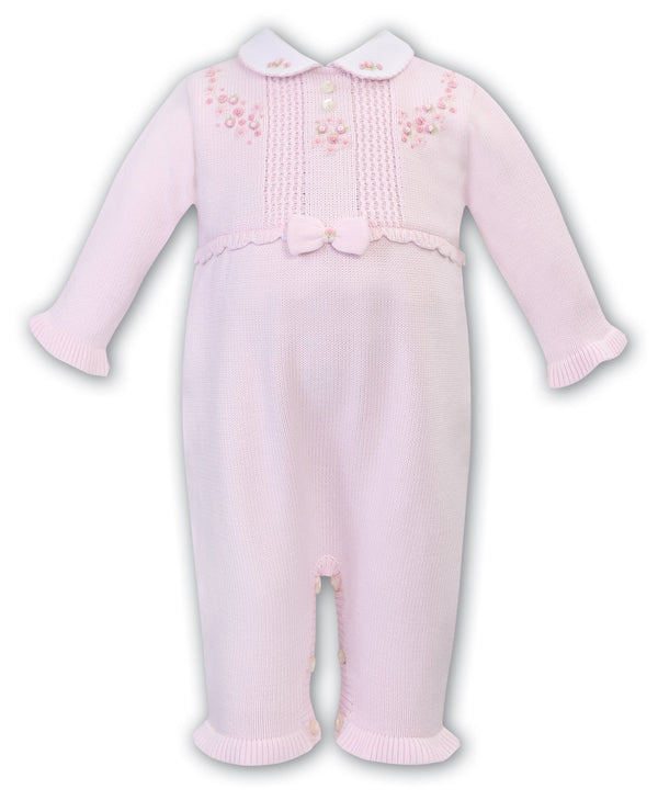 Sarah Louise Winter Pink All In One Knitted Romper With Embroidery - 008192