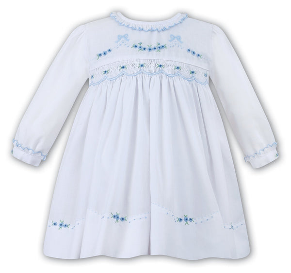 Sarah Louise White, Blue & Green Hand Smocked Dress - 010884