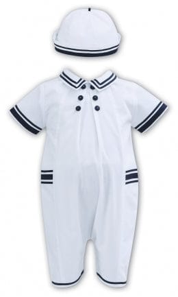 Sarah Louise Boys Summer Sailor Romper Navy And White 011168