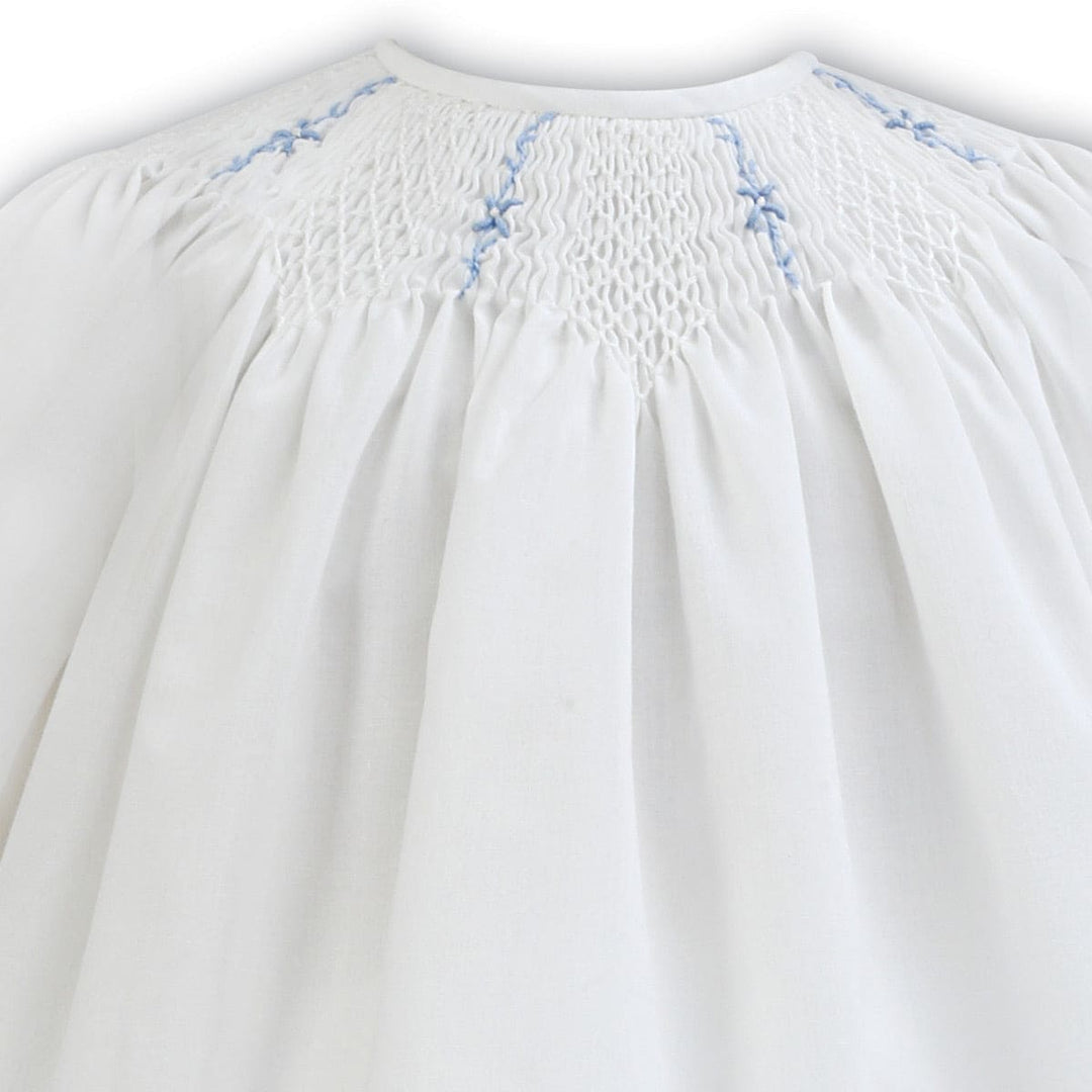 Sarah Louise Ivory And Blue Smocked Dress And Pants - 011258