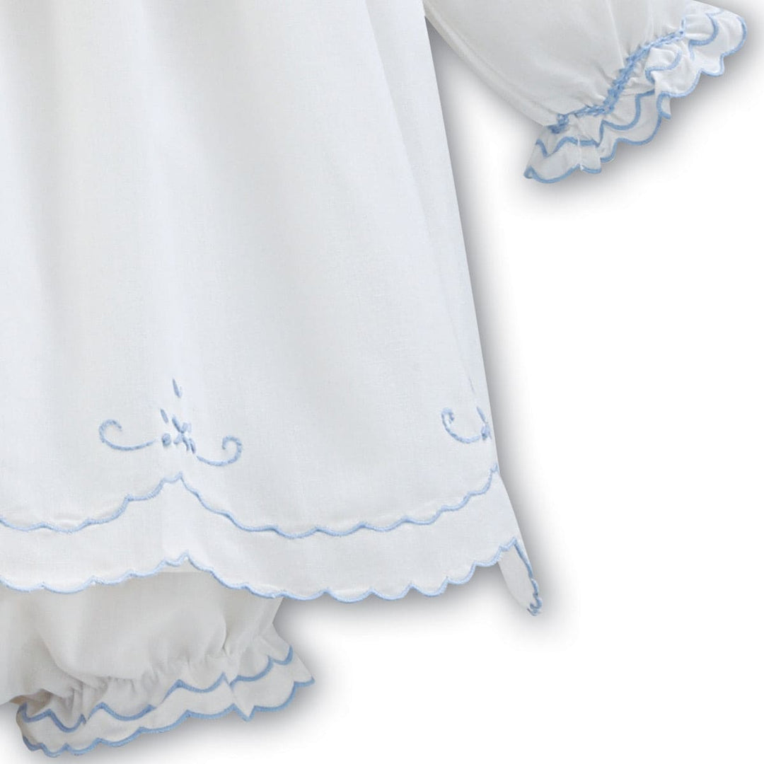 Sarah Louise Ivory And Blue Smocked Dress And Pants - 011258