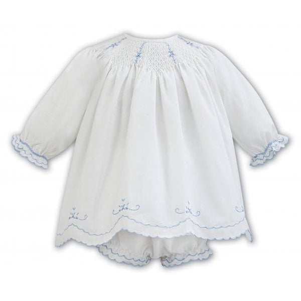 Sarah Louise Ivory And Blue Smocked Dress And Pants - 011258