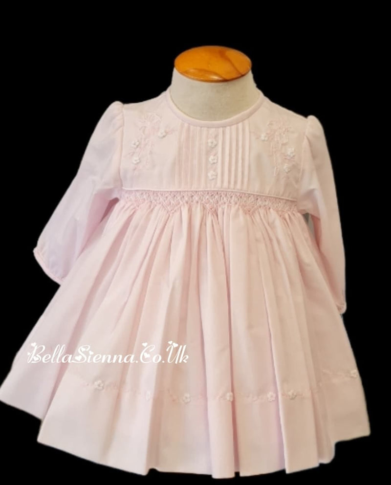 Sarah Louise Baby Pink Smocked Dress  - 011299