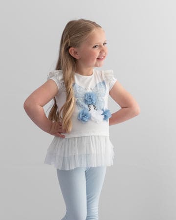 Blue & White Butterfly Legging Set - 011443A