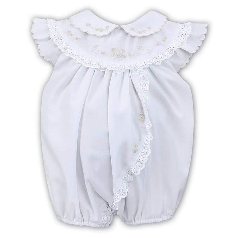 SARAH LOUISE WHITE LACE TRIM ROMPER  FOR BABY GIRLS 011458