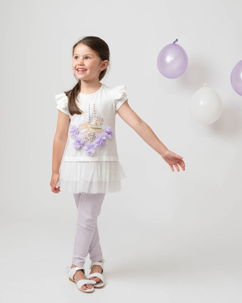Caramelo Kids Carousel Diamante Leggings Set - 011491 - Lilac