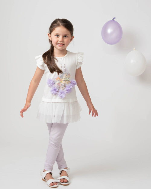 Caramelo Kids Carousel Diamante Leggings Set - 011491 - Lilac